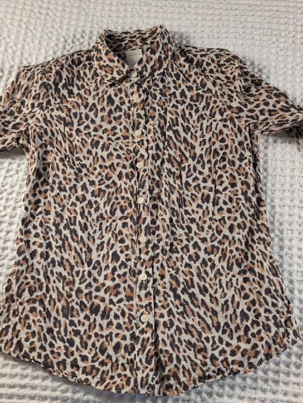 J.CREW Vintage 100% Cotton Leopard Print Top in Cream, Brown & Black Size XS